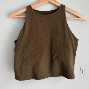 Old Navy PowerChill Light Support Longline Sports Bra/Tank_Conifer Green_Size L